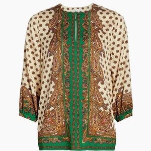 NWT Elie Tahari Isa Jewel Silk Paisley Blouse